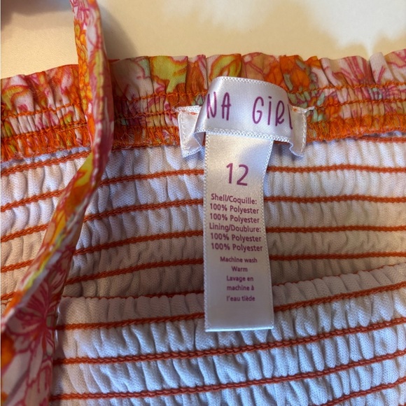 Kids Floral Tiered Orange Dress - Picture 2 of 5